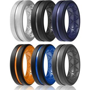 Silicone Ring Men 1/4/6 Multipack Breathable Mens Silicone Rubber Bands for Men